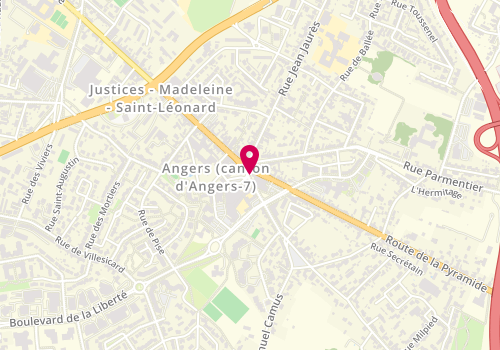 Plan de Point d'accueil CAF d'Angers quartier Justices, 42 Place des Justices, 49000 Angers