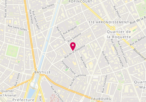 Plan de Point d'accueil CAF 11ème Centre social et culturel Solidarité Roquette, 47 rue de la Roquette, 75011 Paris