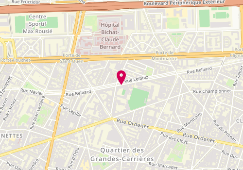Plan de Point d'accueil CAF 18ème Centre social Belliard, 145, rue de Belliard, 75018 Paris